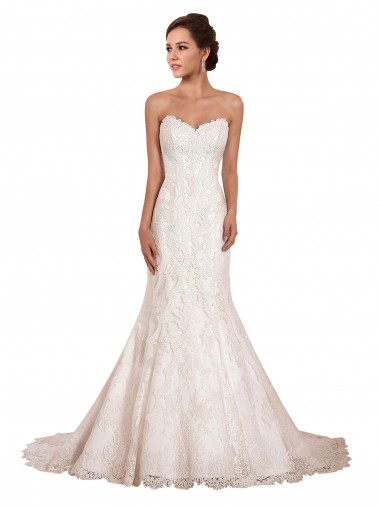 Chapel Train Ivory Sleeveless Mermaid Sexy Wedding Dress Canberra