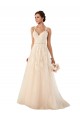 Chapel Train Ivory Sleeveless A-Line Tulle & Lace Wedding Dress Canberra