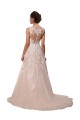 Chapel Train Ivory Sleeveless A-Line Tulle & Lace Wedding Dress Canberra