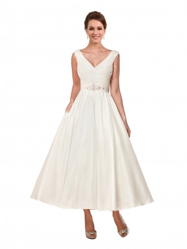 Ankle Length Ivory Sleeveless A-Line Wedding Dress Canberra