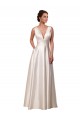 Chapel Train Ivory Sleeveless A-Line Satin Wedding Gowns Canberra