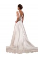 Chapel Train Ivory Sleeveless A-Line Satin Wedding Gowns Canberra