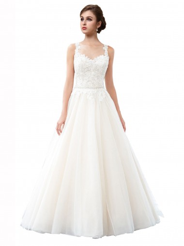 Cathedral Train Ivory Sleeveless A-Line Beach Wedding Dress Canberra