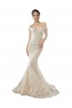 Chapel Train Ivory & Champagne Long Sleeves Mermaid Wedding Dress Canberra