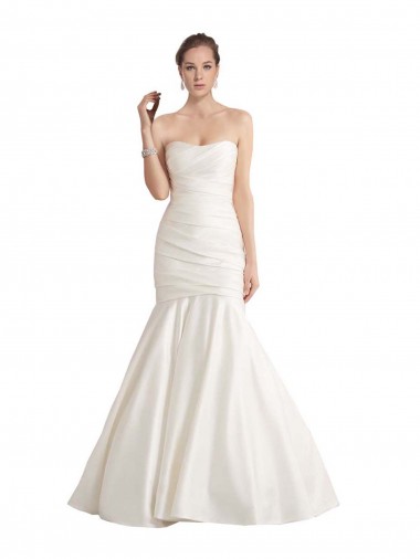 Chapel Train Ivory Sleeveless Mermaid Low Back Satin Beach Wedding Dress Canberra