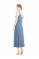 Tea Length Dusty Blue Sleeveless A-Line Bridesmaid Dress Canberra