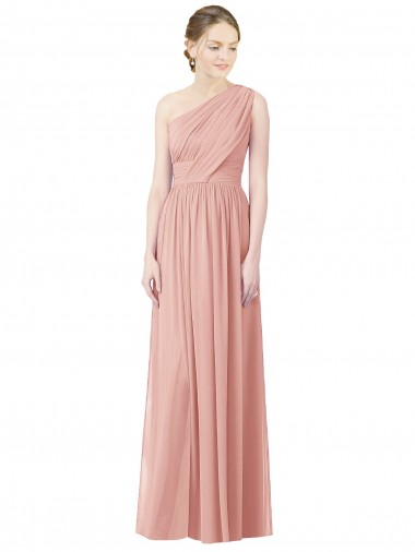 Long Bliss Pink Sleeveless A-Line Soft Chiffon Bridesmaid Dress Canberra