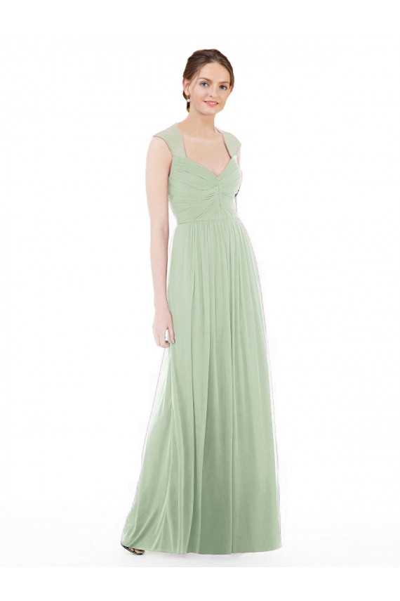 Long Sage Cap Sleeves A-Line Formal Dress / Bridesmaid Dress Canberra