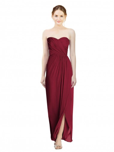 Long Burgundy Sleeveless Sheath Bridesmaid Dress Canberra