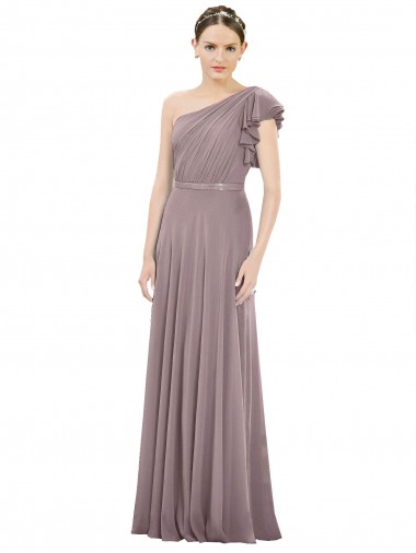 Long Dusty Rose Sleeveless A-Line Soft Chiffon Bridesmaid Dress Canberra