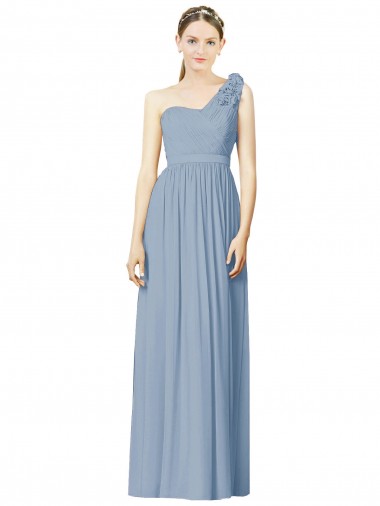 Long Dusty Blue Sleeveless A-Line Bridesmaid Dress Canberra