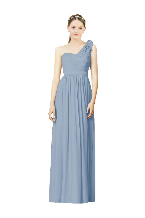 Long Dusty Blue Sleeveless A-Line Bridesmaid Dress Canberra