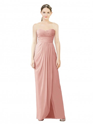 Long Bliss Pink Sleeveless A-Line High Low Bridesmaid Dress Canberra