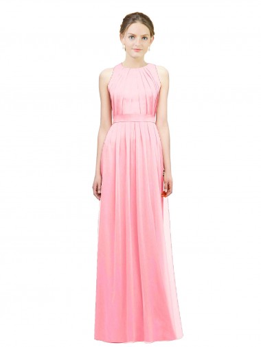 Long Salmon Sleeveless A-Line Bridesmaid Dress Canberra