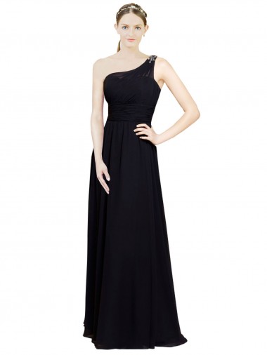 Long Black Sleeveless A-Line Chiffon Bridesmaid Dresses Canberra