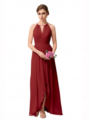 Burgundy Sleeveless A-Line High Low Bridesmaid Dress Canberra