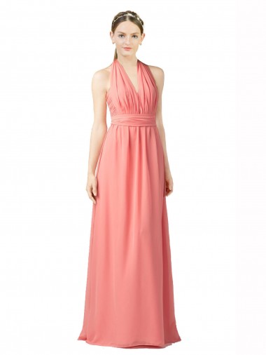 Long Watermelon Sleeveless A-Line Bridesmaid Dress Canberra