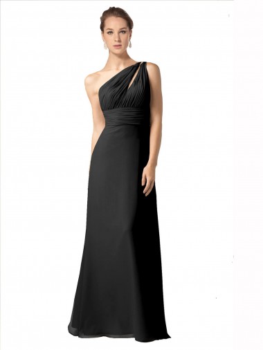 Long Black Sleeveless A-Line Soft Chiffon Bridesmaid Dress Canberra