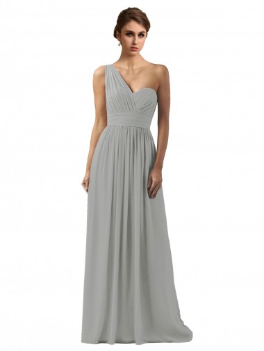 Long Silver Sleeveless A-Line Bridesmaid Dress Canberra