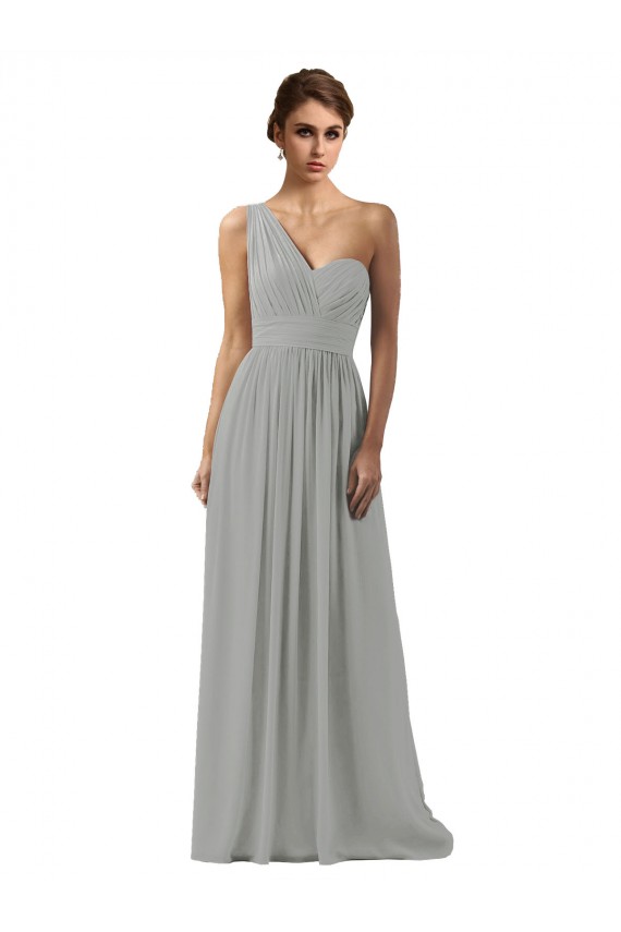 Long Silver Sleeveless A-Line Bridesmaid Dress Canberra