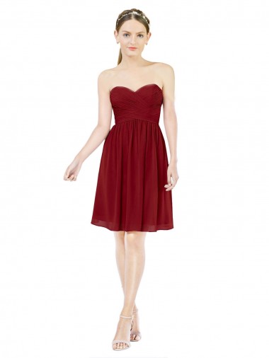 Knee Length Burgundy Sleeveless A-Line Bridesmaid Dress Canberra