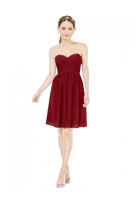 Knee Length Burgundy Sleeveless A-Line Bridesmaid Dress Canberra