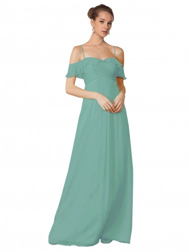 Long Seaside Flutter Sleeves A-Line Bridesmaid Dress Canberra