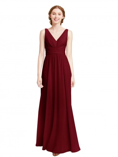 Long Burgundy Sleeveless A-Line Bridesmaid Dress / Evening Gowns Canberra