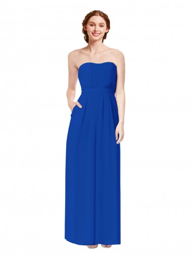 Long Royal Blue Sleeveless Sheath Open Back Bridesmaid Dress Canberra