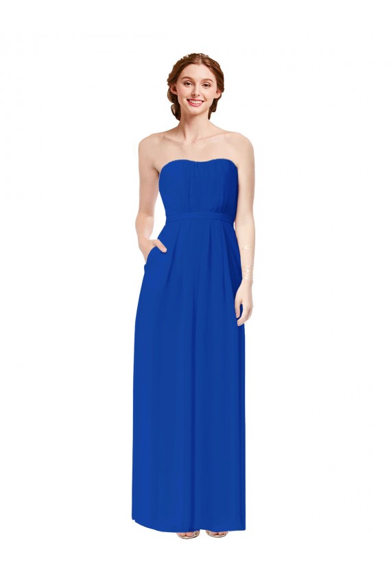 Long Royal Blue Sleeveless Sheath Open Back Bridesmaid Dress Canberra