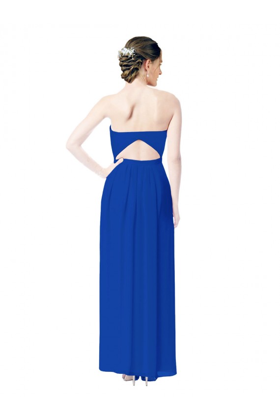 Long Royal Blue Sleeveless Sheath Open Back Bridesmaid Dress Canberra