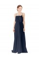 Long Dark Navy Sleeveless A-Line Open Back Chiffon Bridesmaid Dress / Evening Gowns Canberra