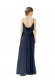 Long Dark Navy Sleeveless A-Line Open Back Chiffon Bridesmaid Dress / Evening Gowns Canberra