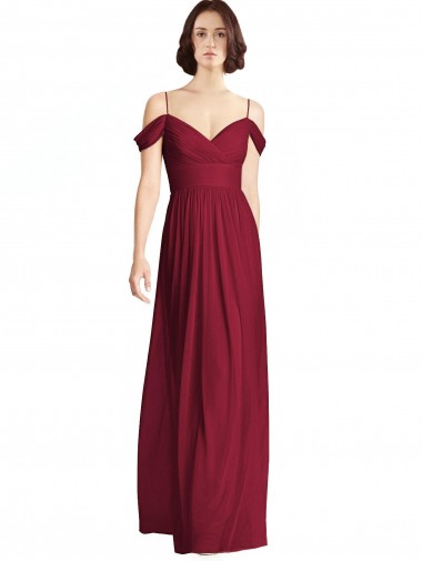 Long Burgundy Sleeveless A-Line Soft Chiffon Bridesmaid Dresses Canberra