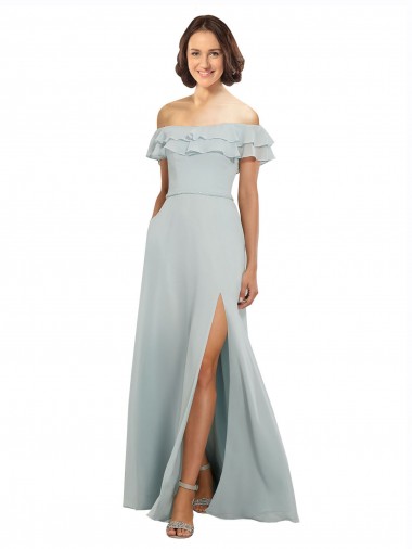 Long Sea Glass Sleeveless A-Line Keyhole Back Bridesmaid Dress Canberra