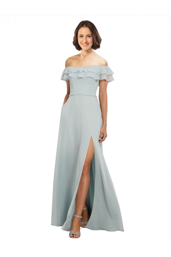 Long Sea Glass Sleeveless A-Line Keyhole Back Bridesmaid Dress Canberra