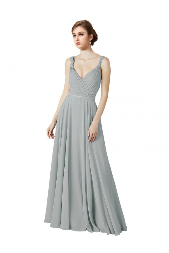 Long Silver Sleeveless A-Line Bridesmaid Dress / Evening Dress Canberra