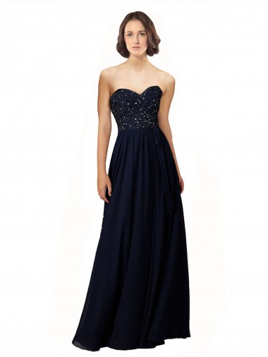 Long Dark Navy Sleeveless Sheath Bridesmaid Dress / Formal Dress Canberra