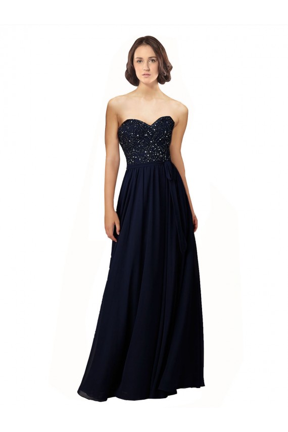 Long Dark Navy Sleeveless Sheath Bridesmaid Dress / Formal Dress Canberra