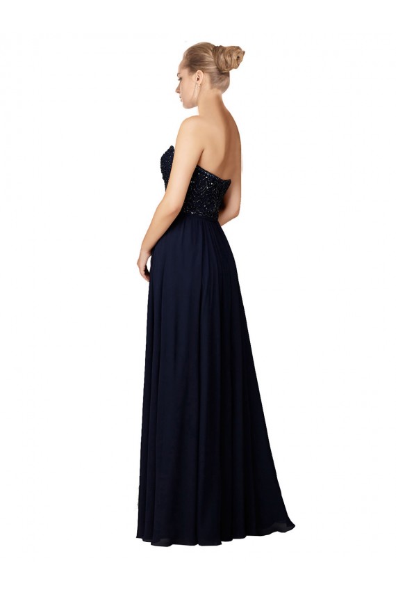 Long Dark Navy Sleeveless Sheath Bridesmaid Dress / Formal Dress Canberra