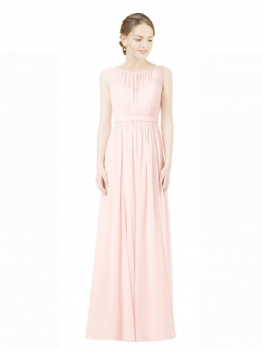 Long Sleeveless A-Line V-Back Soft Chiffon Bridesmaid Dress Canberra