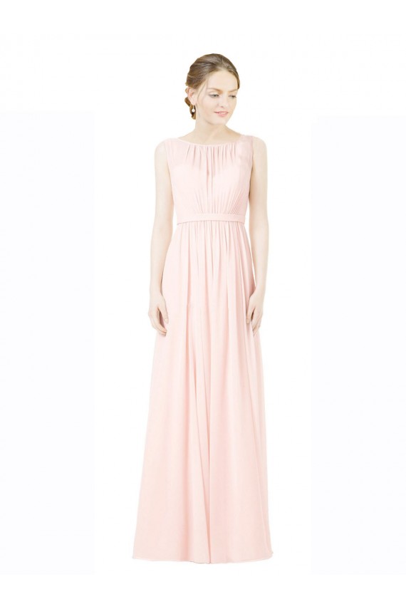 Long Sleeveless A-Line V-Back Soft Chiffon Bridesmaid Dress Canberra