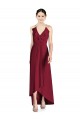 Long Burgundy Sleeveless A-Line Open Back High Low Bridesmaid Dress Canberra