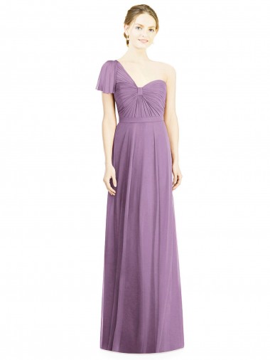 Long Dark Lavender Flutter Sleeves A-Line Open Back Formal Dress / Bridesmaid Dress Canberra