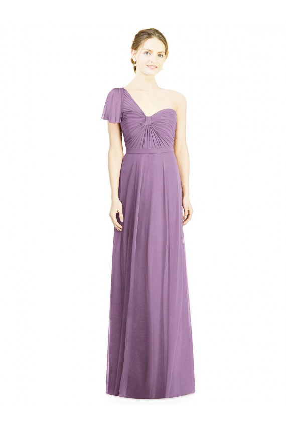 Long Dark Lavender Flutter Sleeves A-Line Open Back Formal Dress / Bridesmaid Dress Canberra