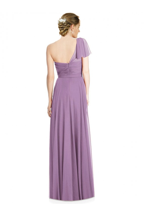 Long Dark Lavender Flutter Sleeves A-Line Open Back Formal Dress / Bridesmaid Dress Canberra