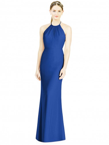 Long Royal Blue Sleeveless Trumpet Open Back Bridesmaid Dress Canberra