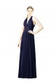 Long Dark Navy Sleeveless A-Line Keyhole Back Chiffon Bridesmaid Dresses Canberra