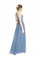 Long Dusty Blue Sleeveless A-Line Chiffon Wedding Party Dress Canberra