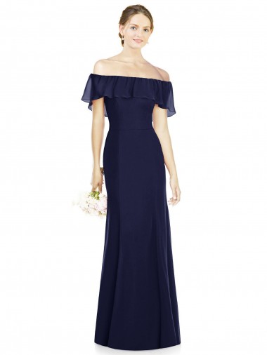 Long Dark Navy Sleeveless Trumpet Bridesmaid Dress Canberra